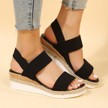 Load image into Gallery viewer, Stretch Peep Toe Casual Side Hollow Slope Bottom Sandals
