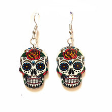 Lataa kuva Galleria-katseluun, Halloween Acrylic Skull Pendant Earrings
