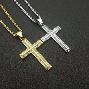 Gold-Plated And Diamond Cross Necklace