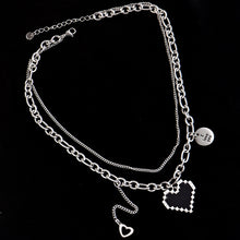 Laden Sie das Bild in den Galerie-Viewer. Black Mosaic Heart Double Necklace