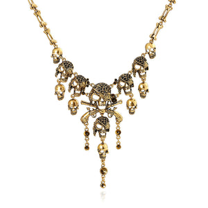Vintage Multilayer Skull Tassel Necklace