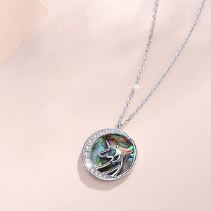 S925 Sterling Silver Abalone Shell Unicorn Necklace