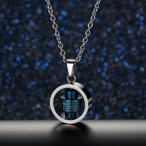 Stainless Steel Rotatable Engraved Bible Pendant Men's Necklace
