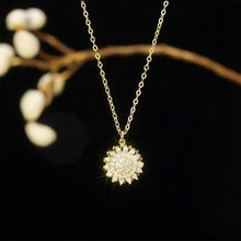 Laden Sie das Bild in den Galerie-Viewer. 925 Sterling Silver Womens Rotatable Sunflower Necklace