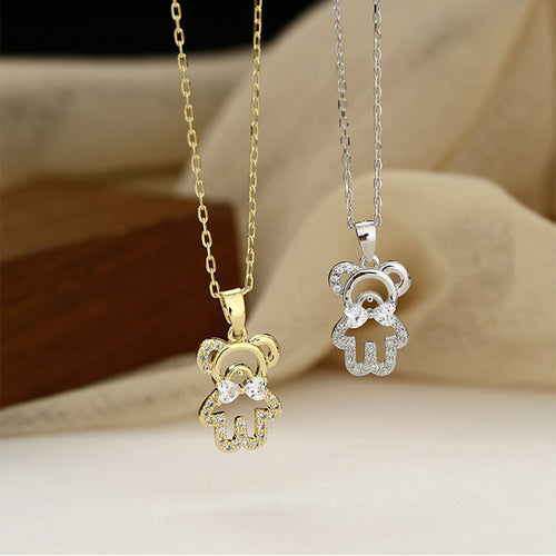 S925 Sterling Silver Cute Bear Necklace