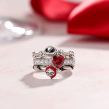 Laden Sie das Bild in den Galerie-Viewer. Halloween "Skull Couple" Heart Cut Ring Set
