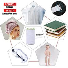 Lataa kuva Galleria-katseluun, 2.5mm Round Braided Elastic Cord/White Elastic Band - 50 Yard