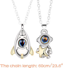 Load image into Gallery viewer, 2 PCS Spaceman Couple Necklace 100 Languages "I Love You "