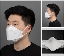 Cargar imagen en el visor de la galería, 10-50Pcs KF94 Comfortable Fish Type Mask(White&amp;Black)