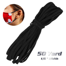 Laden Sie das Bild in den Galerie-Viewer. (50 yards) 5mm Black Flat Elastic Mask Strap String