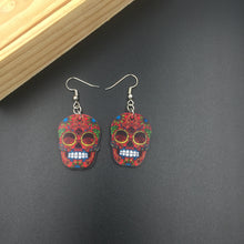 Lataa kuva Galleria-katseluun, Halloween Acrylic Skull Pendant Earrings