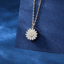 Laden Sie das Bild in den Galerie-Viewer. 925 Sterling Silver Womens Rotatable Sunflower Necklace
