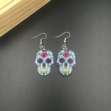 Lataa kuva Galleria-katseluun, Halloween Acrylic Skull Pendant Earrings