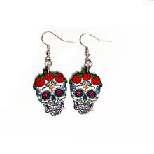 Lataa kuva Galleria-katseluun, Halloween Acrylic Skull Pendant Earrings